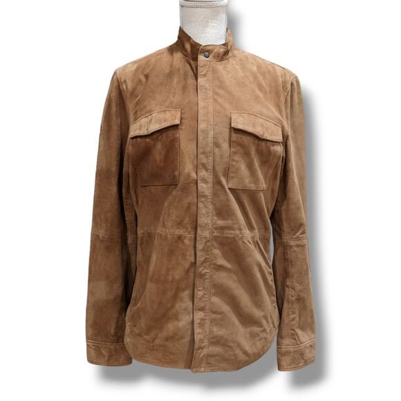 John Varvatos Men's Goat Suede Leather Camel Tan Field Jacket Size S - Picture 5 of 16